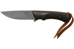 Autine Damascus Kurbads Wengé Damast, Brown RH Sheath, Cuchillo De Exterior