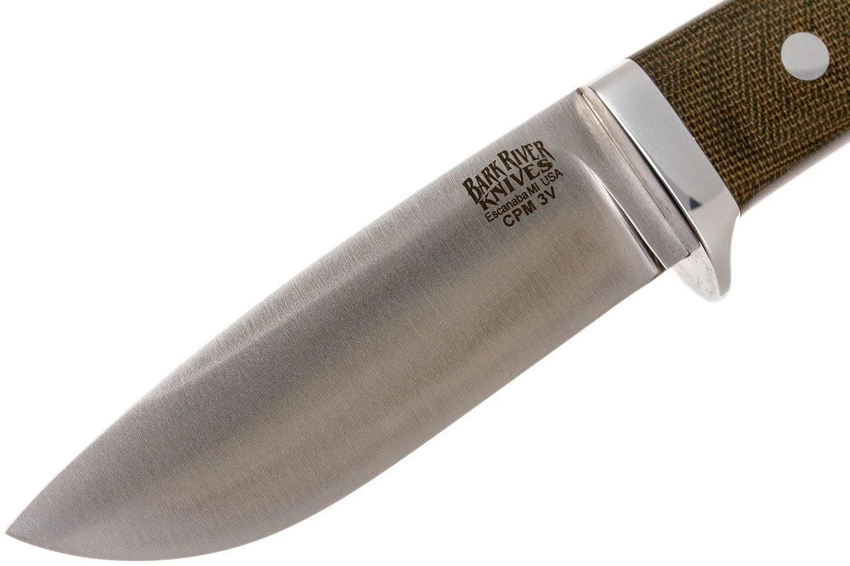 Bark River Classic Drop Point Hunter CPM 3V, Green Canvas Micarta, Red Liners - Imagen 3