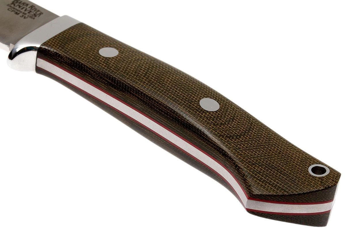 Bark River Classic Drop Point Hunter CPM 3V, Green Canvas Micarta, Red Liners - Imagen 4