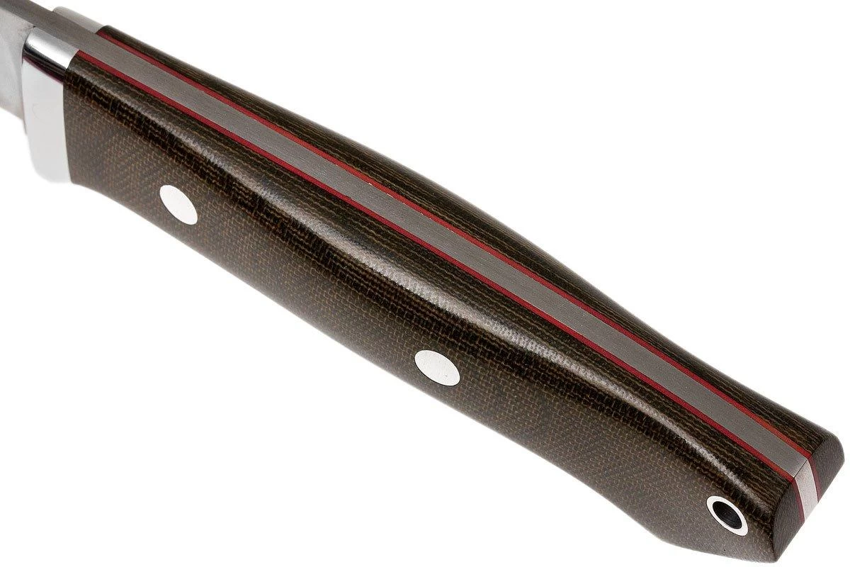 Bark River Classic Drop Point Hunter CPM 3V, Green Canvas Micarta, Red Liners - Imagen 5