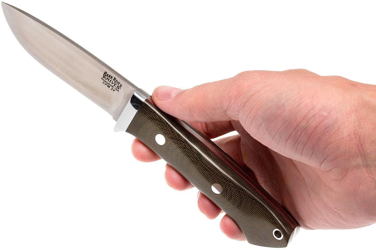 Bark River Classic Drop Point Hunter CPM 3V, Green Canvas Micarta, Red Liners - Imagen 6
