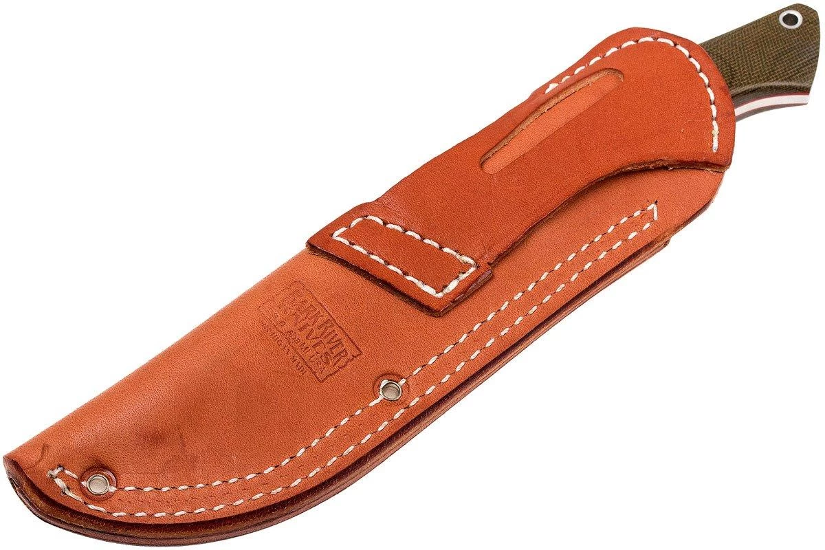 Bark River Classic Drop Point Hunter CPM 3V, Green Canvas Micarta, Red Liners - Imagen 8