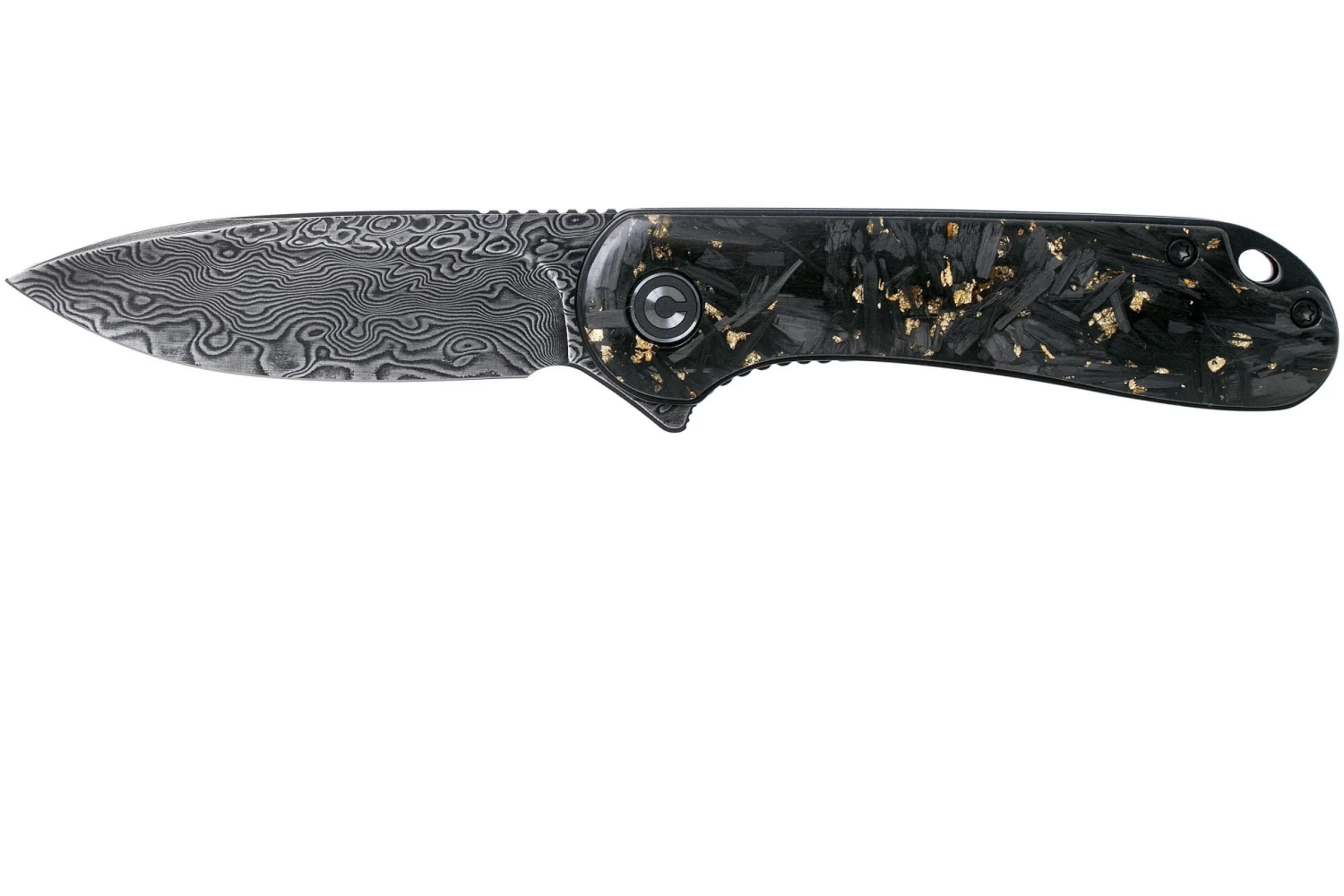 Civivi Elementum C907C-DS1 Damascus, Shredded Gold Carbon Fibre Navaja
