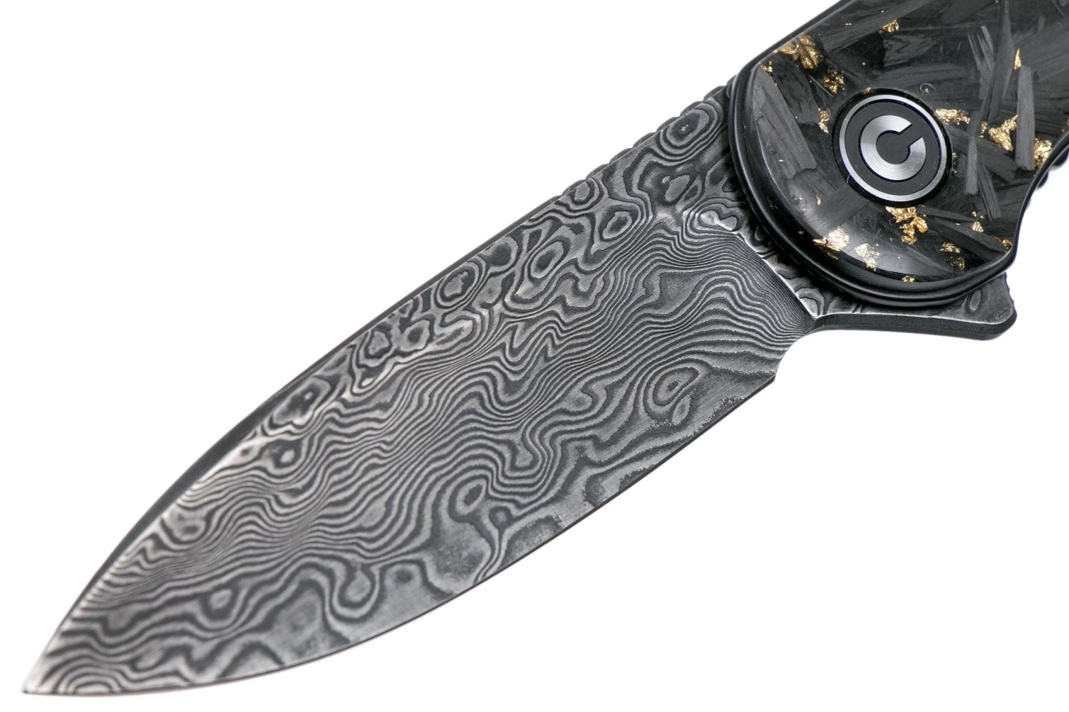Civivi Elementum C907C-DS1 Damascus, Shredded Gold Carbon Fibre Navaja - Imagen 3