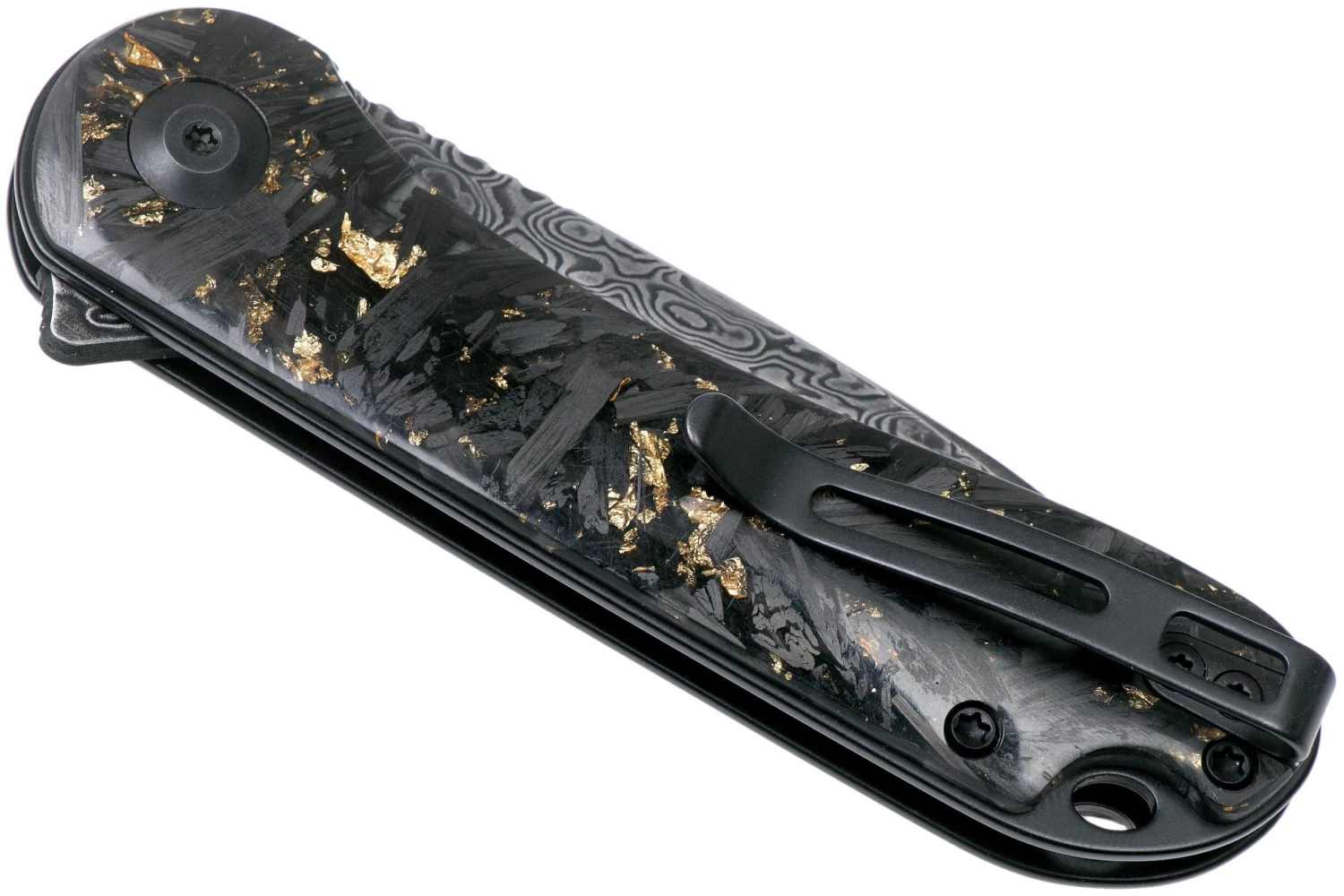 Civivi Elementum C907C-DS1 Damascus, Shredded Gold Carbon Fibre Navaja - Imagen 4