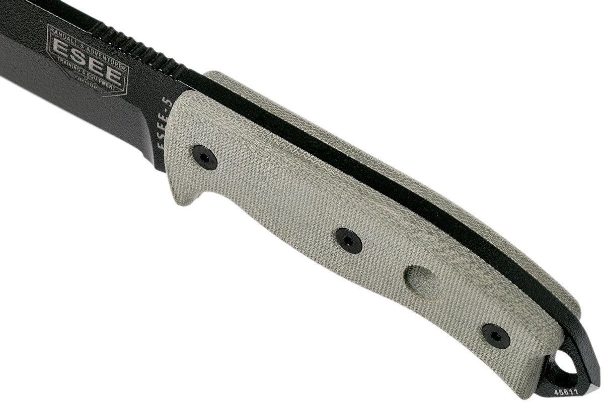 ESEE Model 5 Black Blade, Desert Tan Handle 5P-BK Con Funda Kydex + Clip De Cintur贸n - Imagen 5