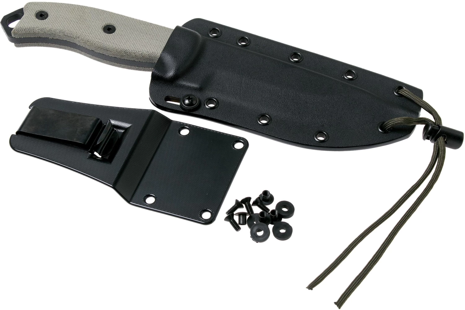 ESEE Model 5 Black Blade, Desert Tan Handle 5P-BK Con Funda Kydex + Clip De Cintur贸n - Imagen 7