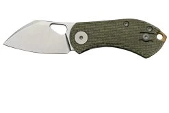 GiantMouse ACE Nibbler Green Canvas Micarta, 20CV Navaja, Diseño Ansø En Voxnaes