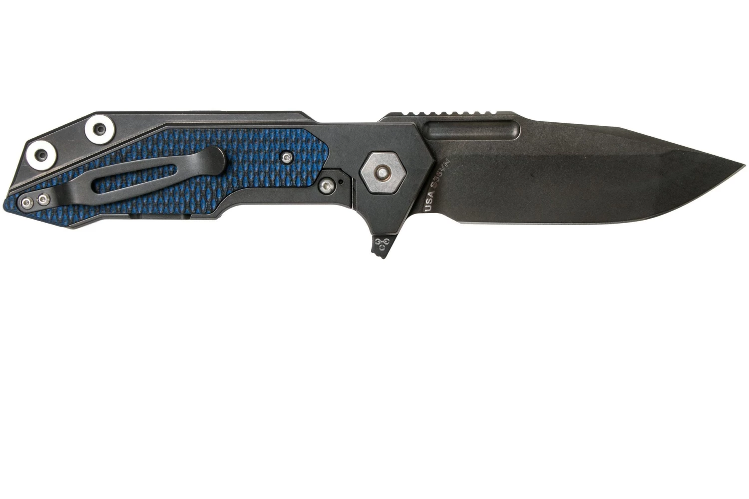 Rick Hinderer Fulltrack Spanto Black DLC S35VN Black/Blue G10 Navaja - Imagen 2