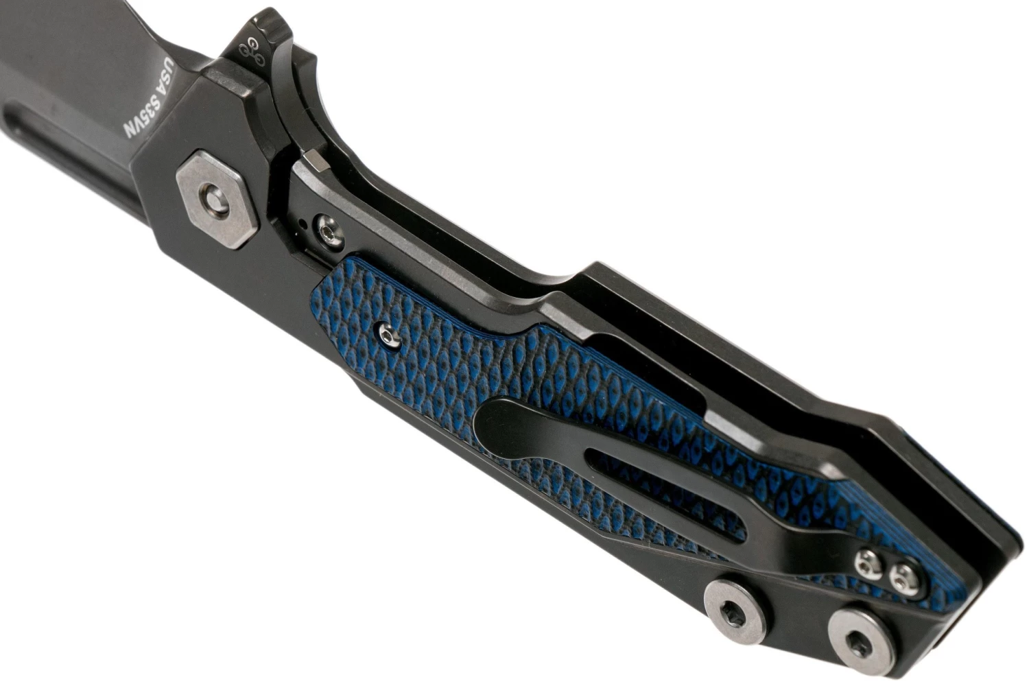 Rick Hinderer Fulltrack Spanto Black DLC S35VN Black/Blue G10 Navaja - Imagen 6