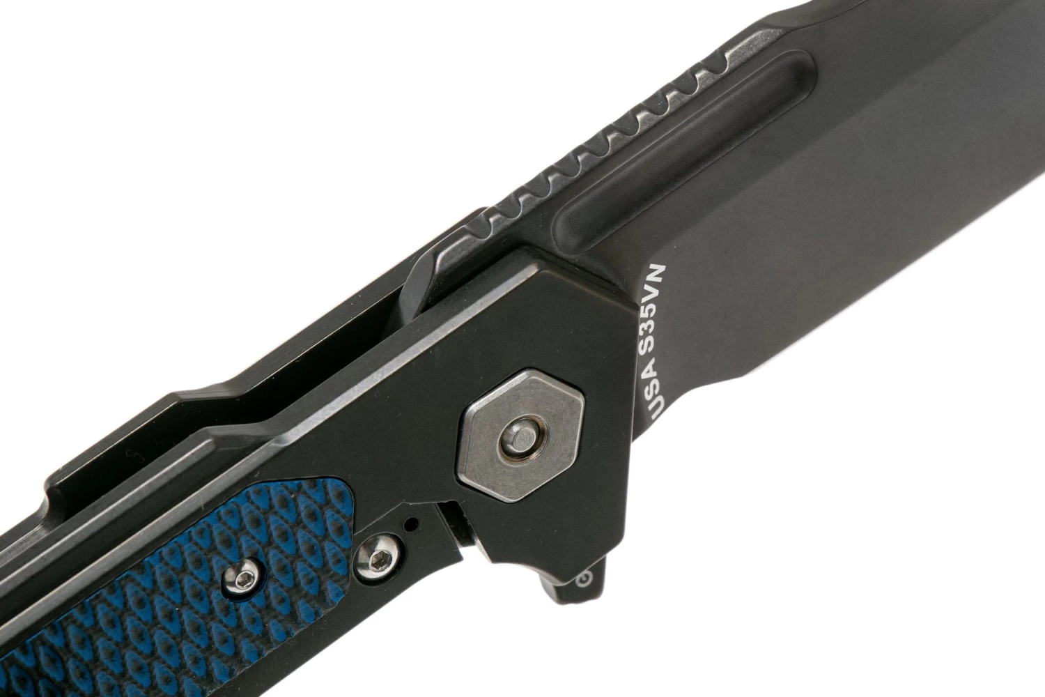 Rick Hinderer Fulltrack Spanto Black DLC S35VN Black/Blue G10 Navaja - Imagen 7
