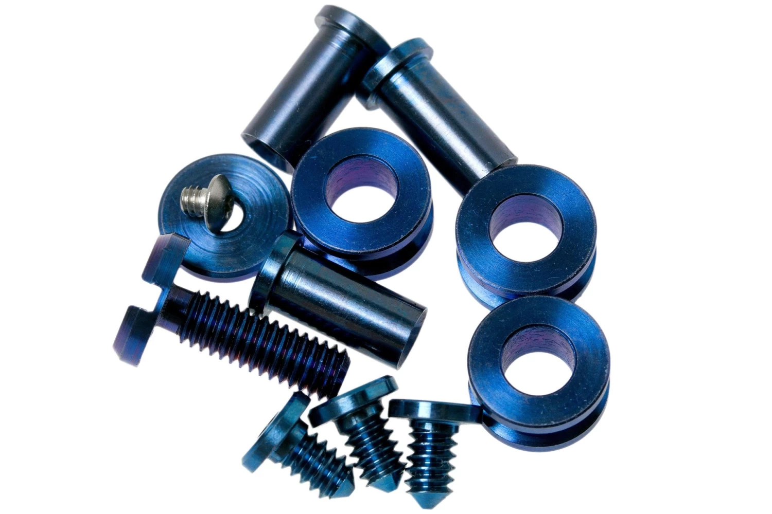 Rick Hinderer Complete Stonewash Blue Titanium Hardware Set, XM18 3,5”