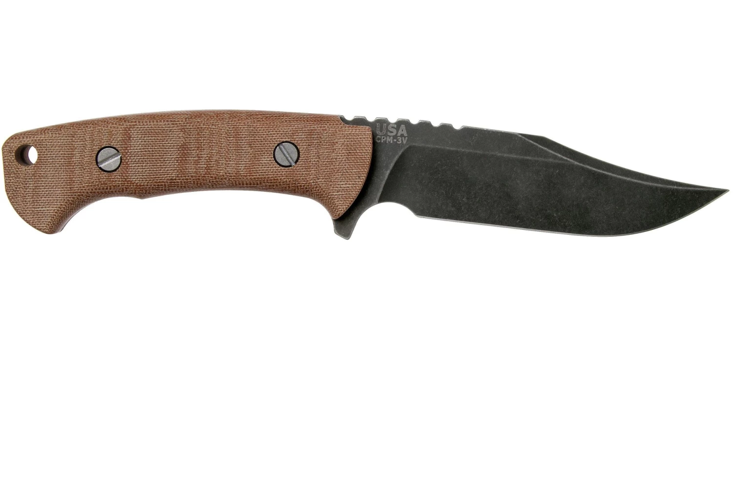 Rick Hinderer Ranch Bowie Natural Canvas Micarta, Battle Black, Cuchillo Bowie - Imagen 2