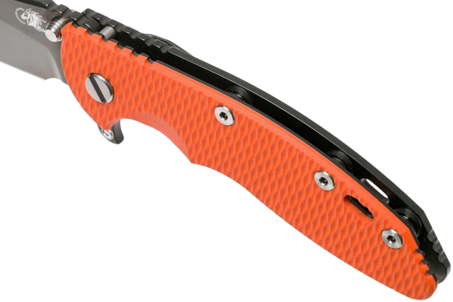 Rick Hinderer XM18 3,5” Skinny Slicer Black DLC, Orange G10 - Imagen 7