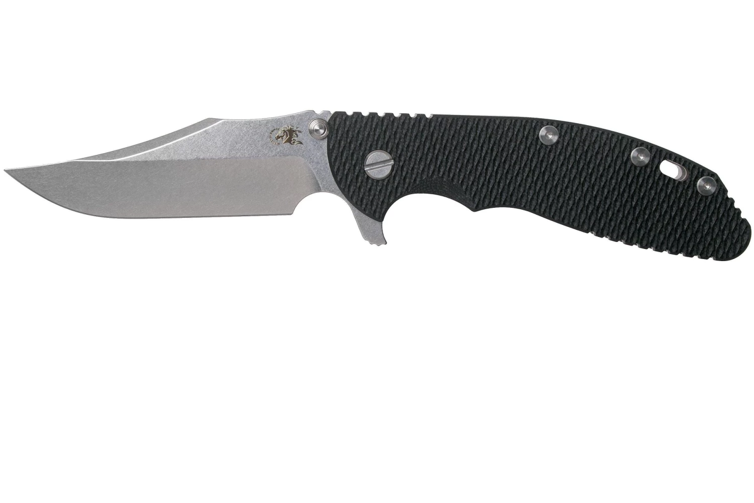 Rick Hinderer XM-24 4” Bowie, CPM 20CV, Stonewashed, Black G10 Navaja