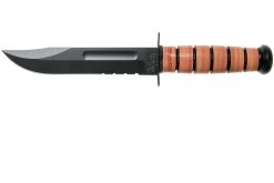 KA-BAR U.S. Army Knife 1219 Cuchillo Fijo, Parcialmente Dentado Con Funda De Cuero