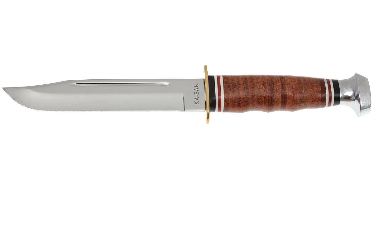 KA-BAR Marine Hunter 1235 Mango De Cuero, Funda De Cuero