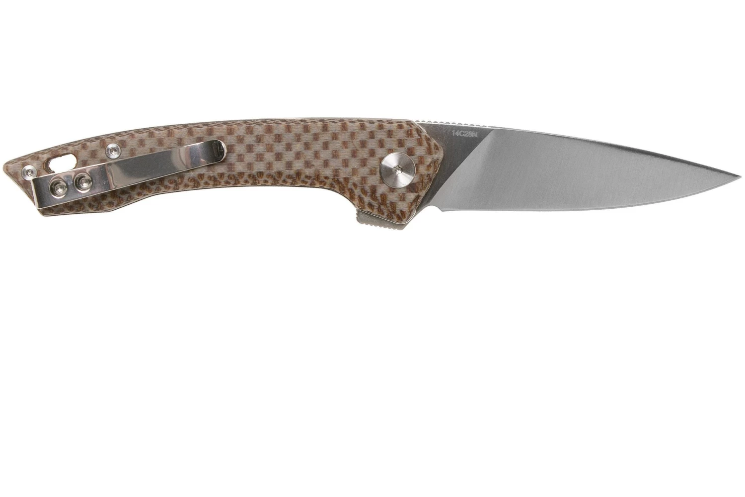QSP Knife Leopard QS135-D Brown Texture Micarta, Satin, Navaja - Imagen 2