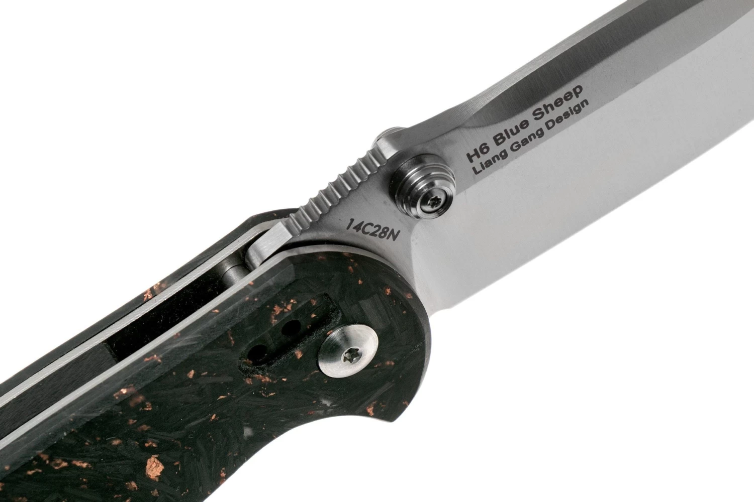 Real Steel Blue Sheep H6 Shredded Copper Carbon Fibre, Knivesandtools Exclusive 7778 Navaja - Imagen 6