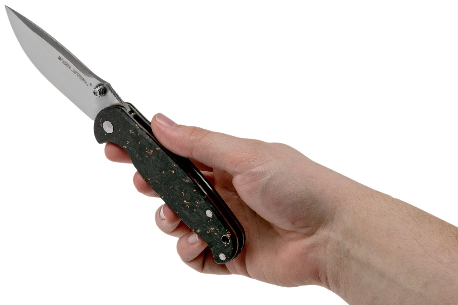 Real Steel Blue Sheep H6 Shredded Copper Carbon Fibre, Knivesandtools Exclusive 7778 Navaja - Imagen 9